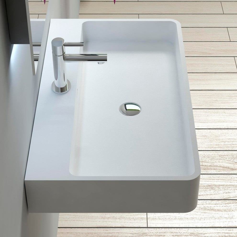 ADM Rectangular Countertop Sink, White, 31", Matte White