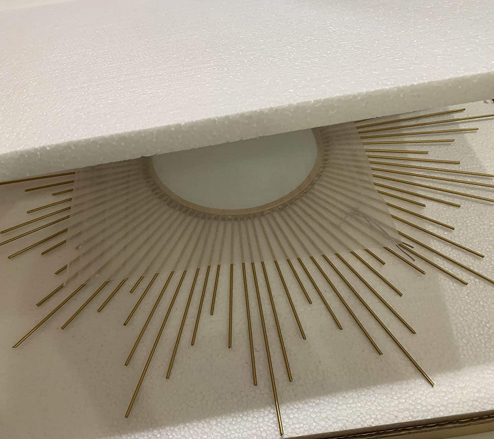 Sunburst Wall Mirror Metal Accent 3-Dimensional Sculptural Work