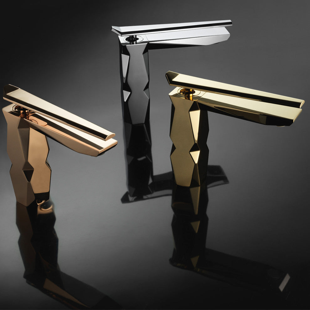Ikon Polished Chrome High End Bathroom Faucet, Polished Gold