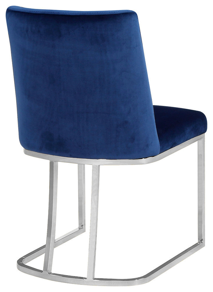 Heidi Black Velvet Dining Chair Set of 2, Navy