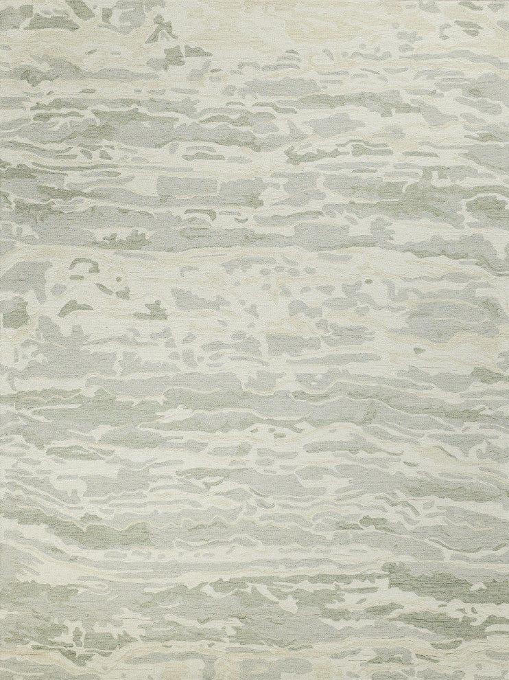 Cortero Handmade Hand Tufted New Zealand Wool Green/Ivory Area Rug, 8'x10'