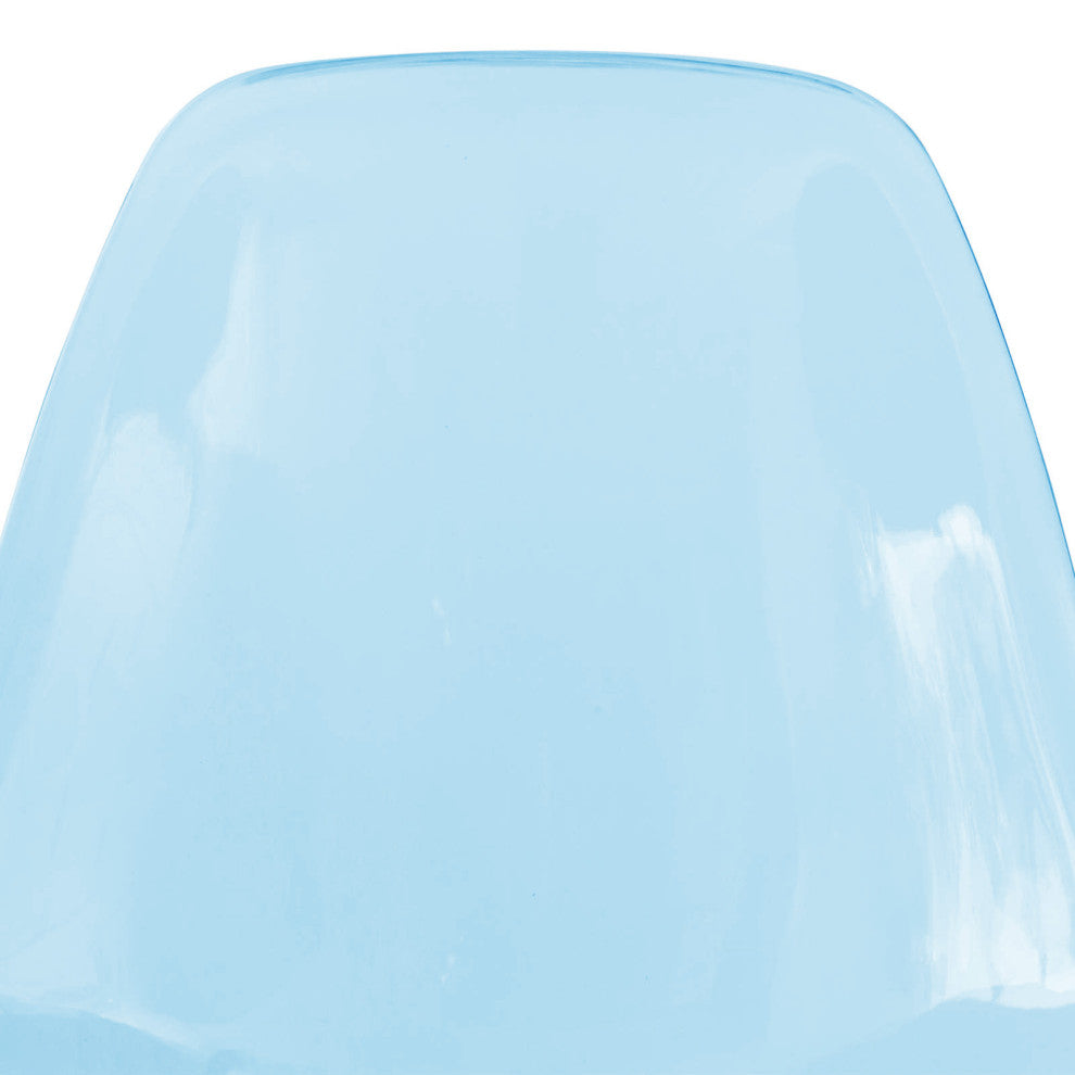 Dining Chair with ABS Plastic Seats Side Chair in Gold Chrome, Transparent Blue