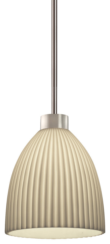 Porcelina Impala Tapered Cylinder Curved Pendant 18"x21.5", Brushed Nickel