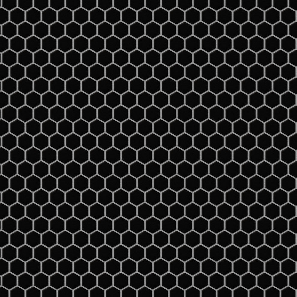Metro 1" Hex Porcelain Mosaic Floor and Wall Tile, Black