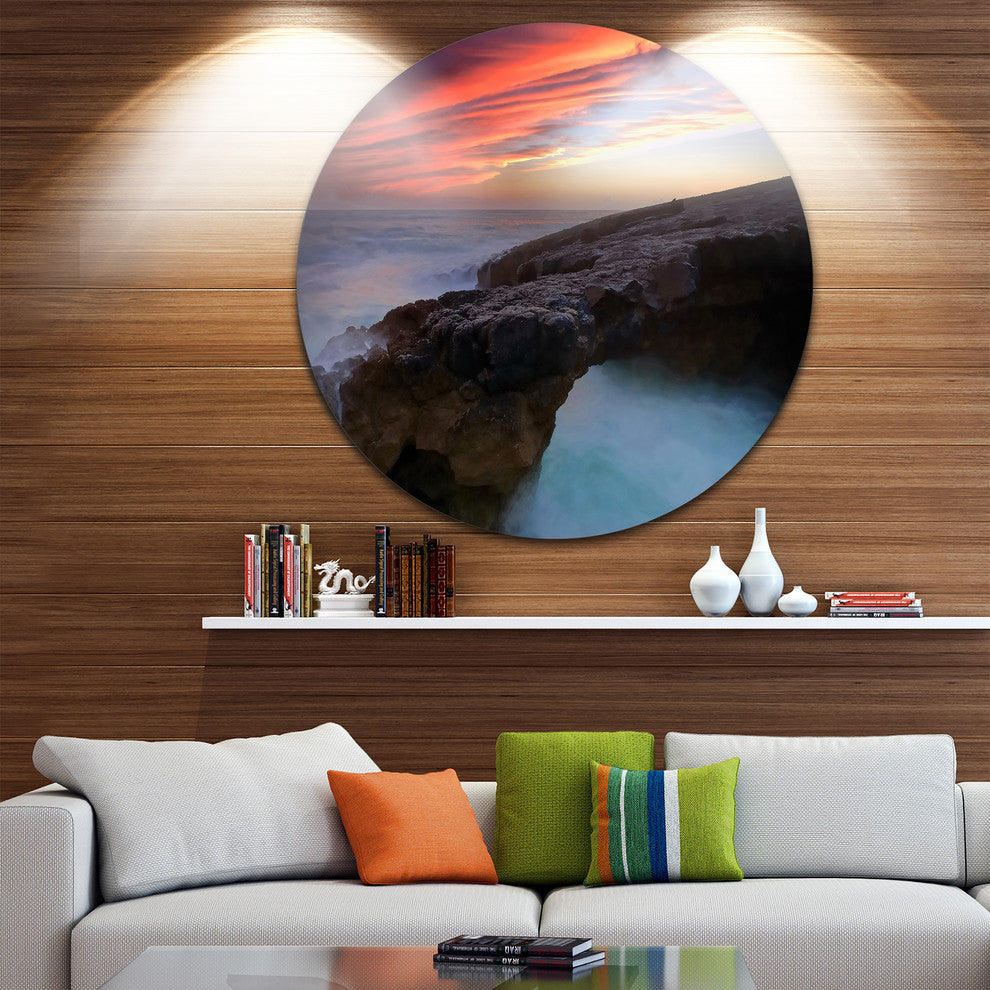 Colorful Cabo Raso Seashore Portugal, Seascape Round Wall Art, 36"