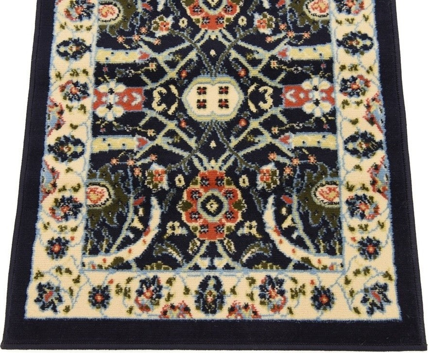 Unique Loom Navy Blue Espahan Cape Cod 2' 2 x 8' 2 Runner Rug