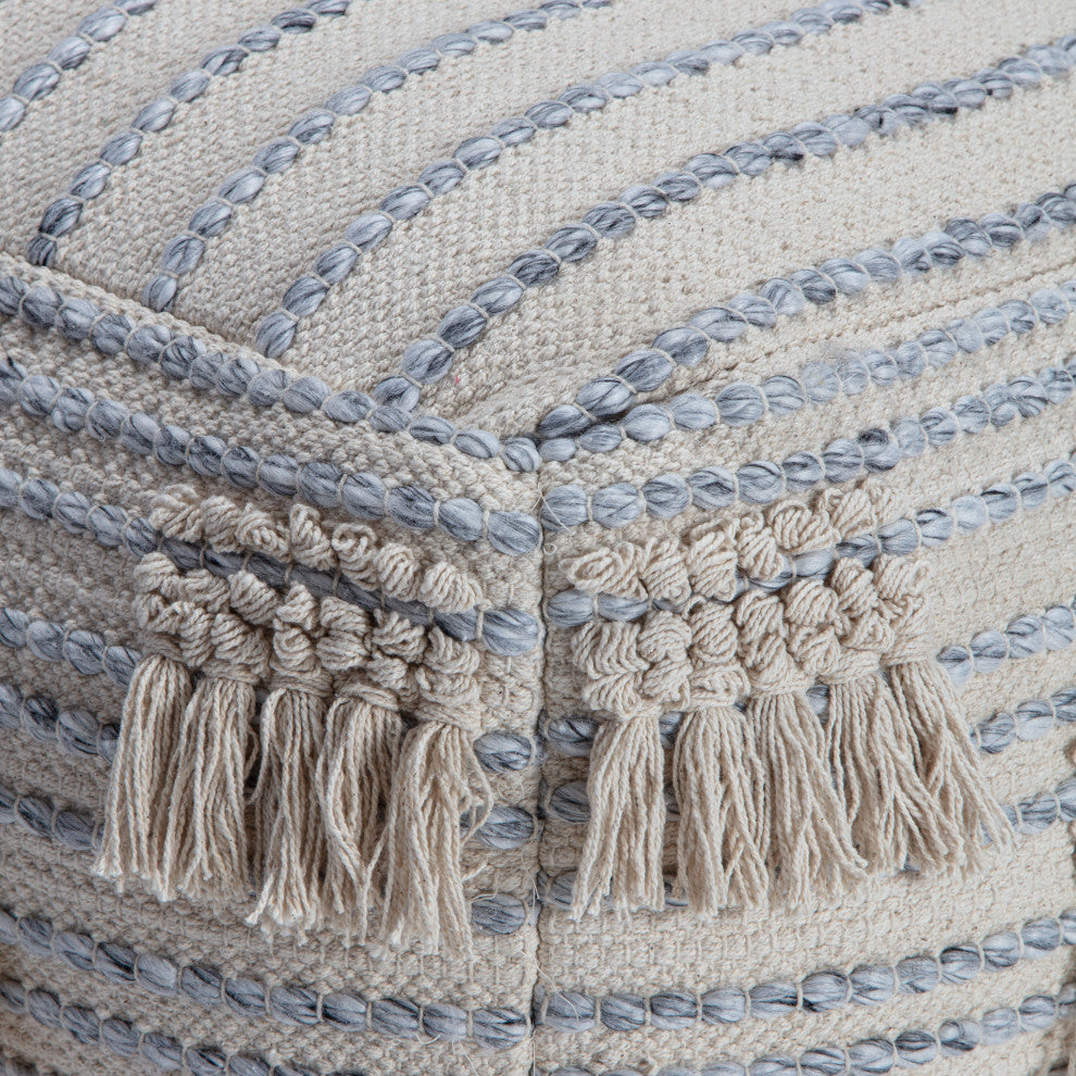 Trestles 34" x 34" x 16" Beige and Gray Ottoman