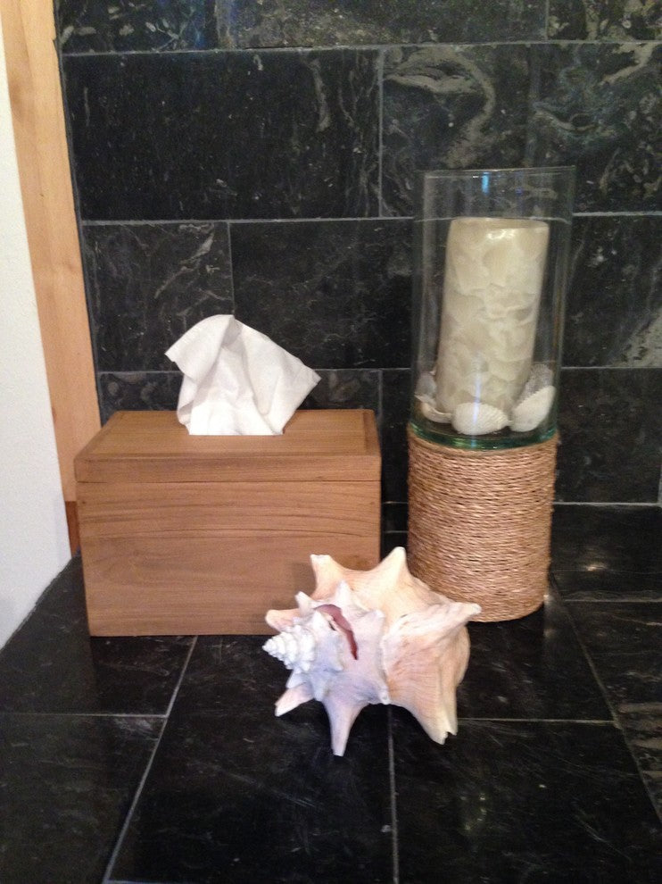 Rectangular Recycled Teak Wood Tissue Holder