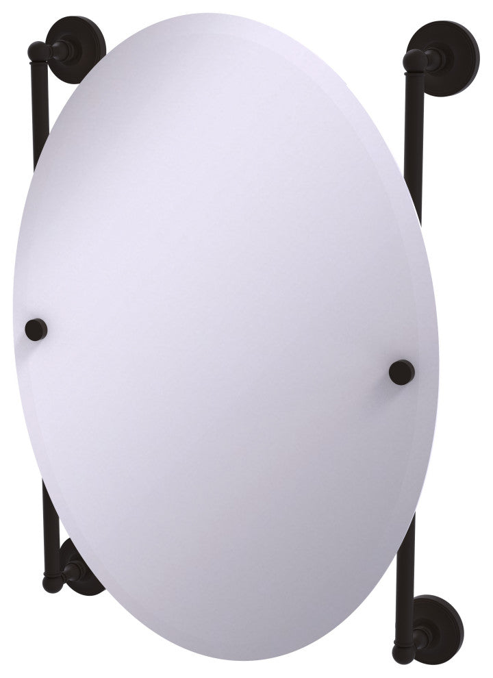 Prestige Regal Oval Frameless Rail Mounted Mirror, Oil Rubbed Bronze