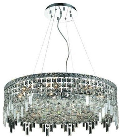 Elegant Maxim Dining Room Light, Chrome Finish With Royal Cut Crystal