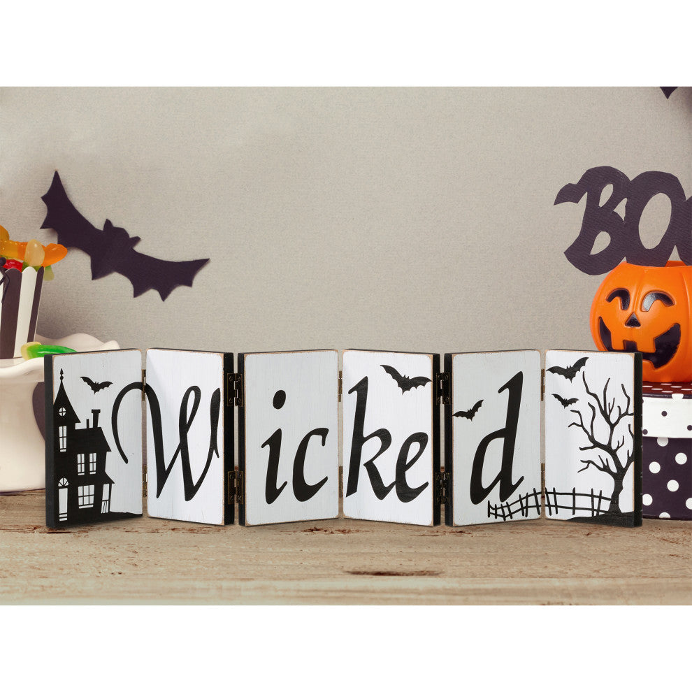 20"L Halloween Wooden Hinged Table Sign