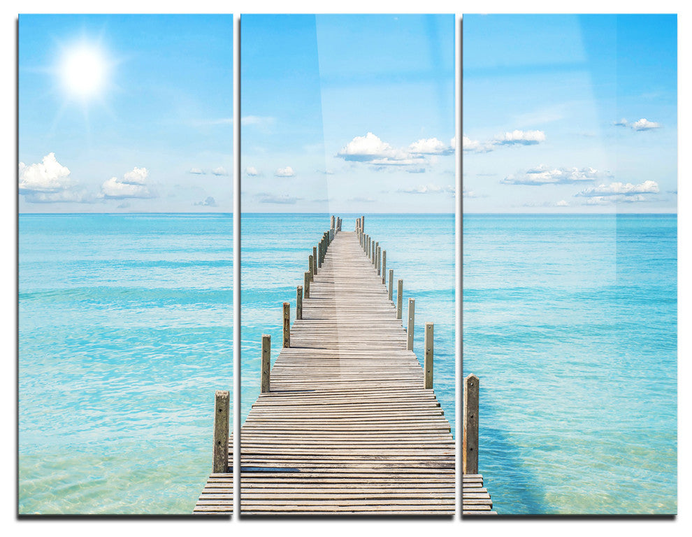 "Pier Infinite to the Sea" Photo Metal Wall Art, 3 Panels, 36"x28"