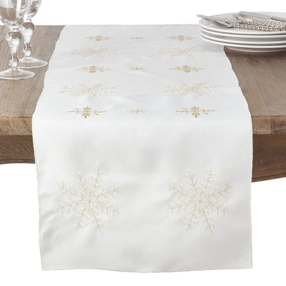 Snowflake Design Runner, Ivory, 16"x108"