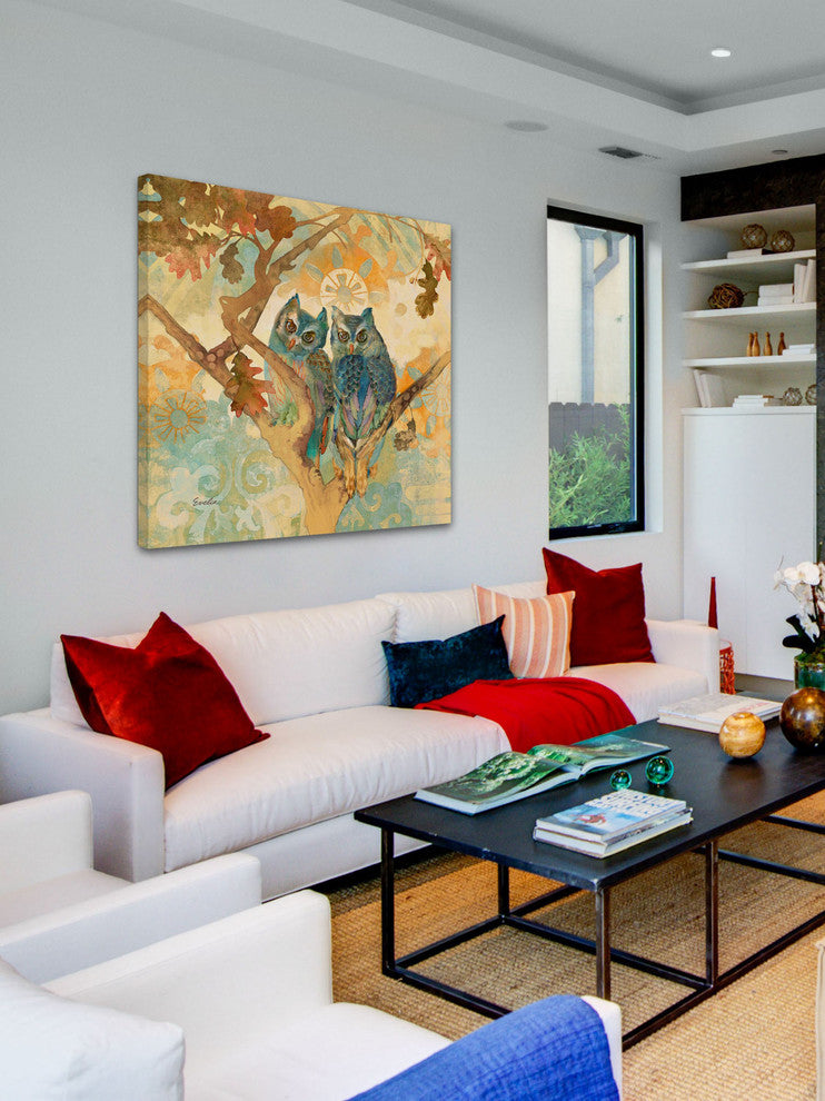 "Parish Owls" Painting Print on Canvas by Evelia