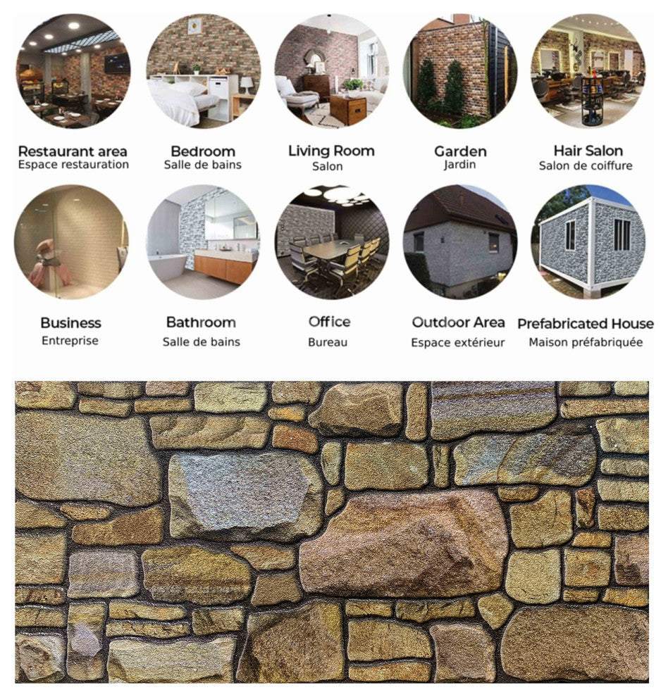 Faux Stone 3D Wall Panels, Beige Bronze Lilac, Set of 10, Covers 54 sq ft