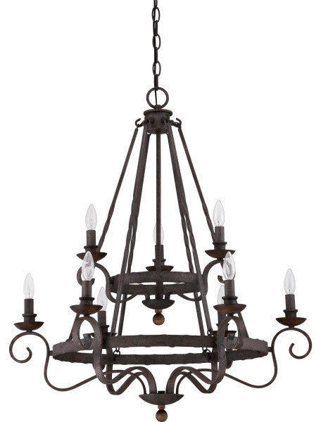 Noble 9-Light Chandelier, Rustic Black