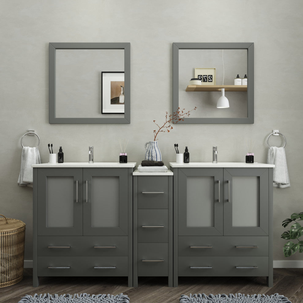 Vanity Art Vanity Set With Ceramic Top, 72"