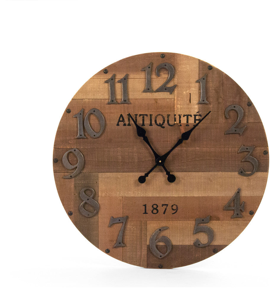 Darcy Wall Clock, Natural Background With Gray Numbers
