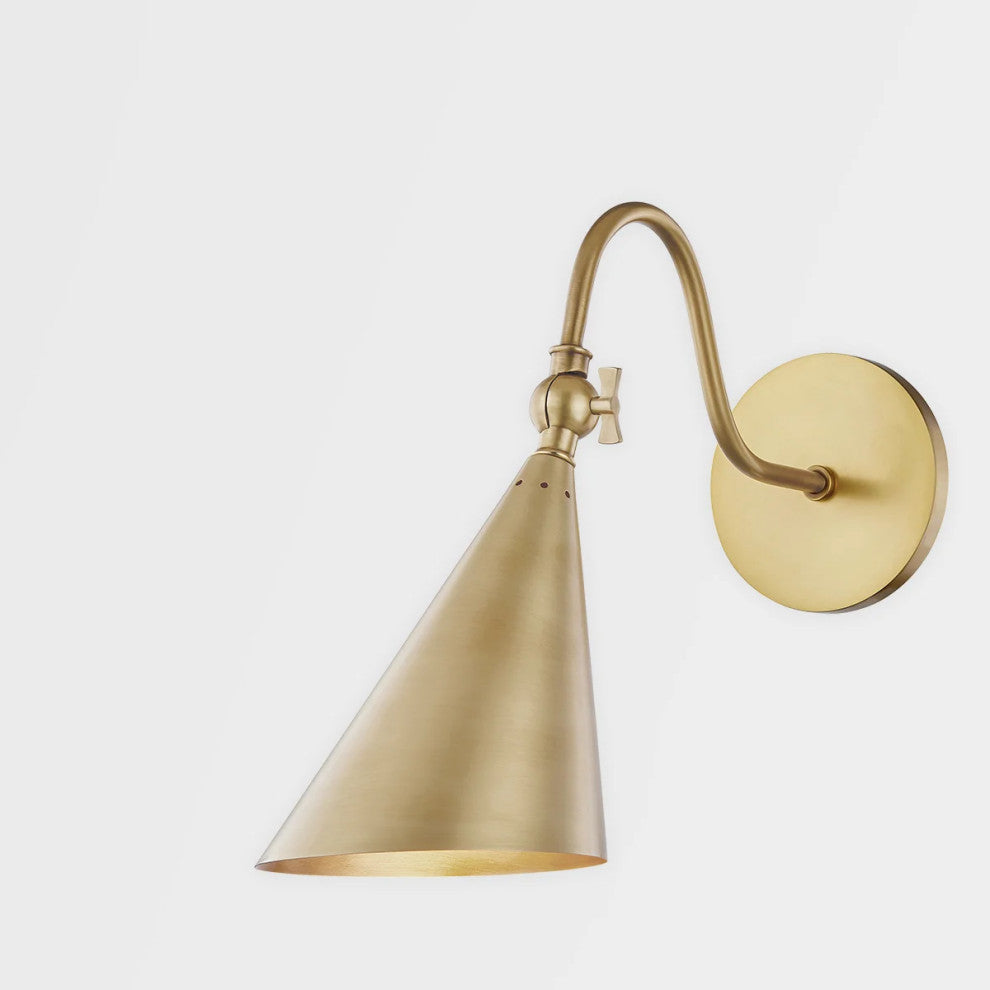 Lupe 1-Light Wall Sconce, Aged Brass