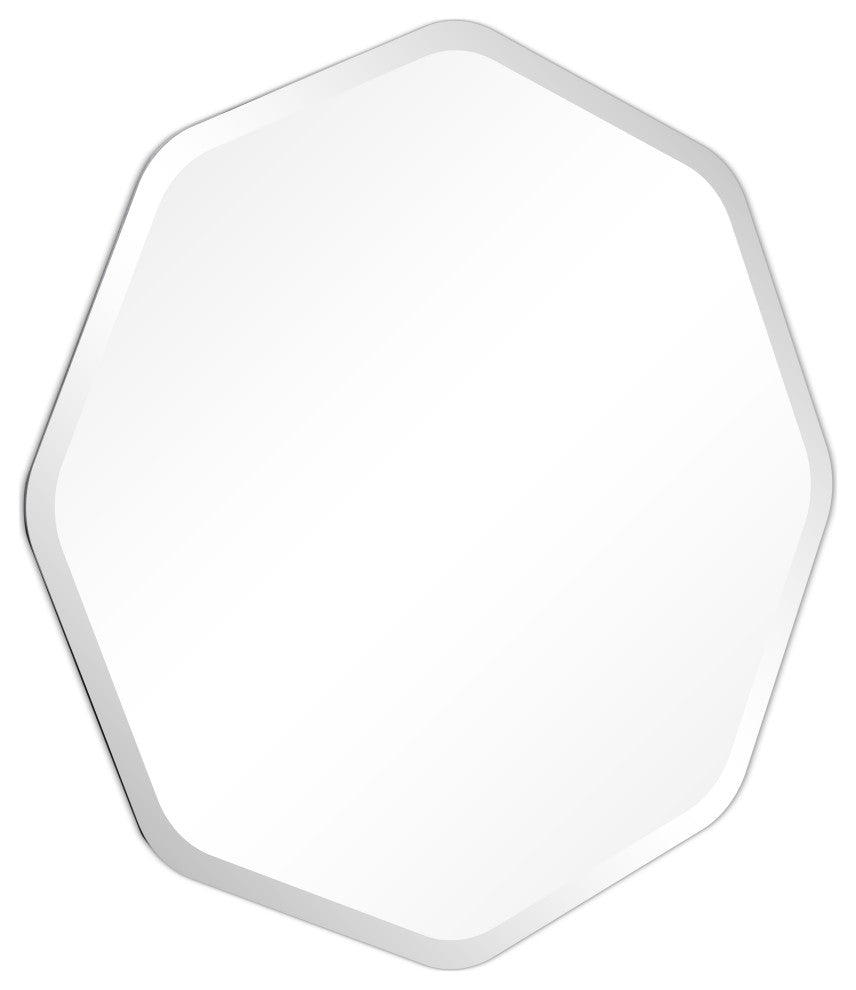Frameless Beveled Octagonal Black Matte Finished Wall Mirror