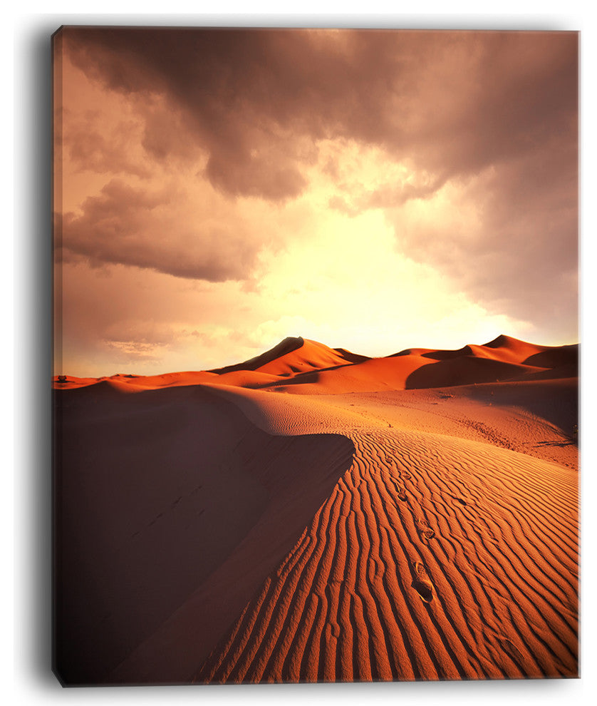 "Desert Dunes Under Cloudy Sky" Modern Landscape Wall Art Canvas, 30"x40"