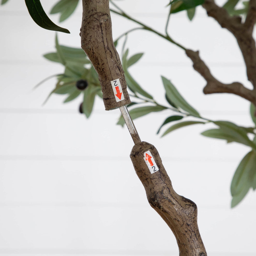 8ft. Artificial Grand Olive Tree, White Decorative Planter