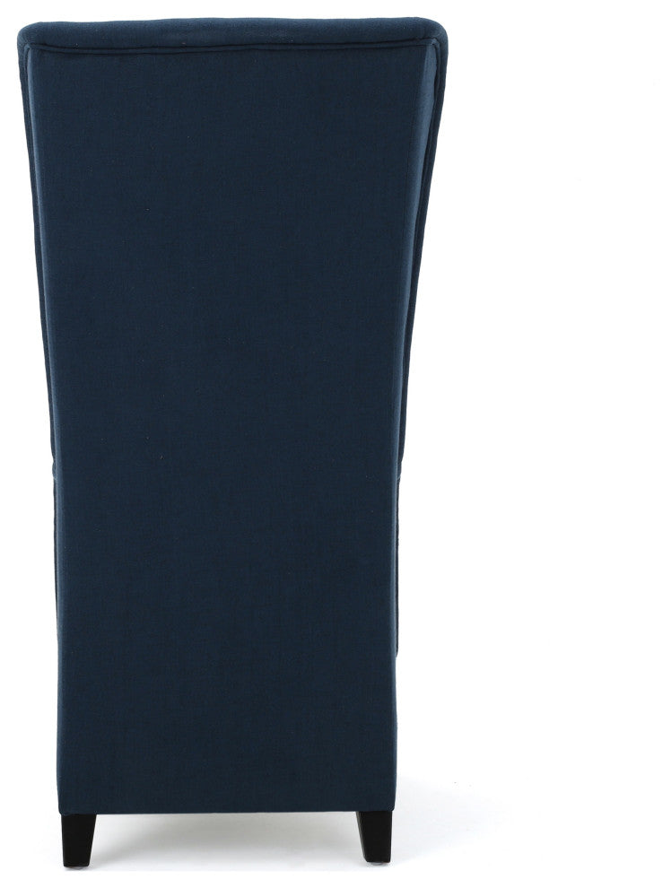 GDF Studio Sheldon Traditional Design High Back Fabric Dining Chair, Dark Blue