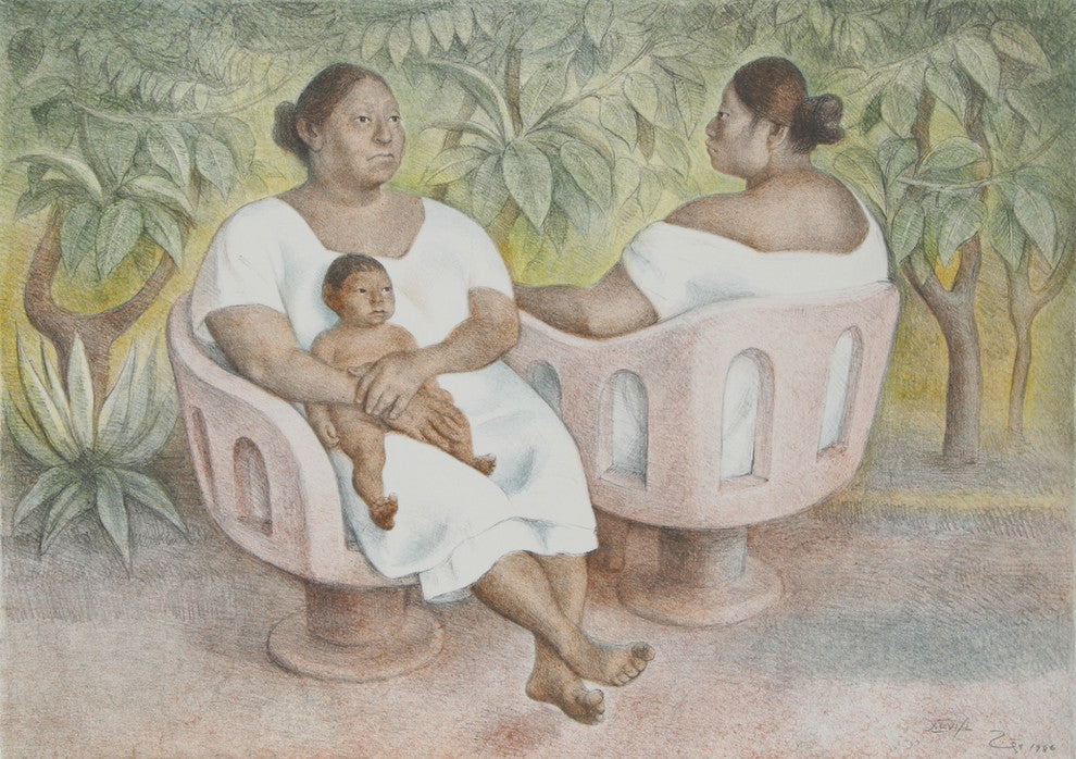 Francisco Zuniga "Yucatecas en la Parque" Lithograph