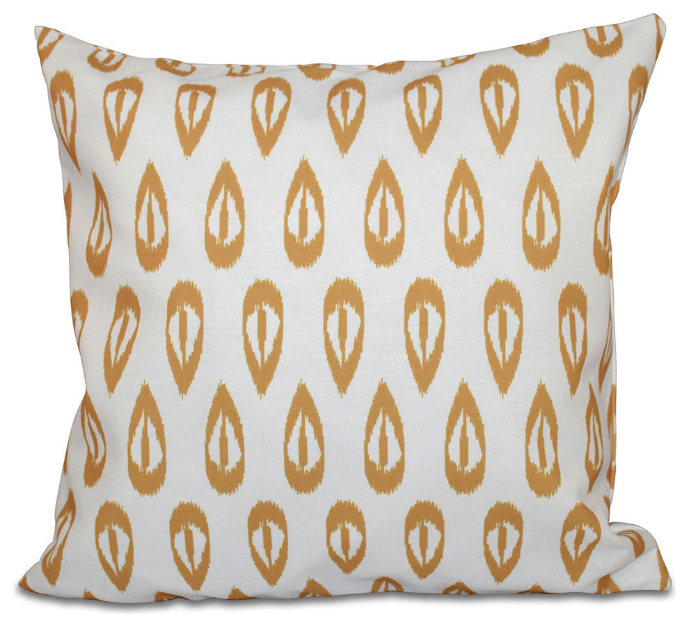 Ikat Tears, Geometric Print Pillow, Gold, 20"x20"