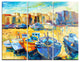 "Wharf and Boats" Painting Metal Wall Art, 3 Panels, 36"x28"