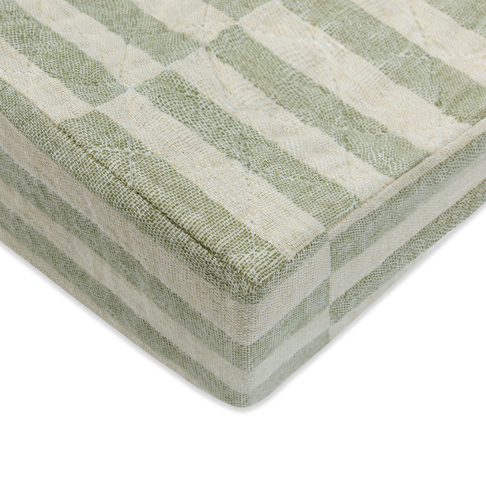 Quilted Changing Pad Cover, GOTS Certified Organic Muslin Cotton, Moss Stripe