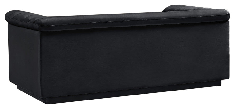 Cascade Upholstered Set, Black, Velvet, Loveseat