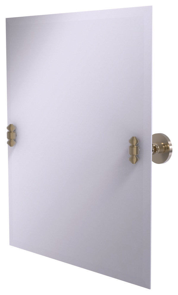 Frameless Rectangular Beveled Edge Tilt Mirror, Antique Pewter