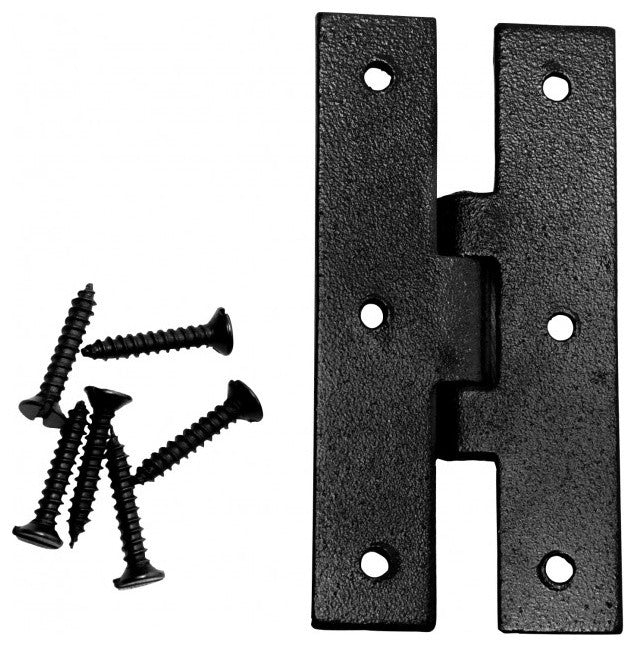 Black H Flush Hinge 3" L Wrought Iron Kitchen Cabinet with Hardware Pack of 2