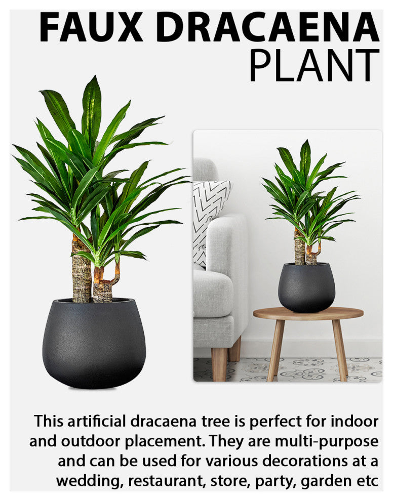 Faux Dracaena in Black Pot, 35"