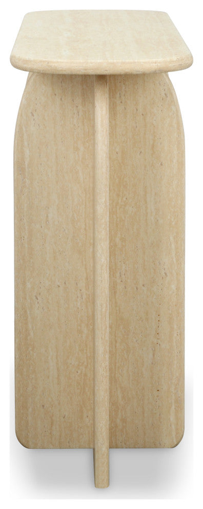 Clementine Faux Travertine Console Table