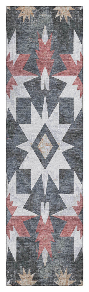 Machine Washable Indoor/Outdoor Chantille ACN1893 Black 2'3" x 7'6" Runner Rug