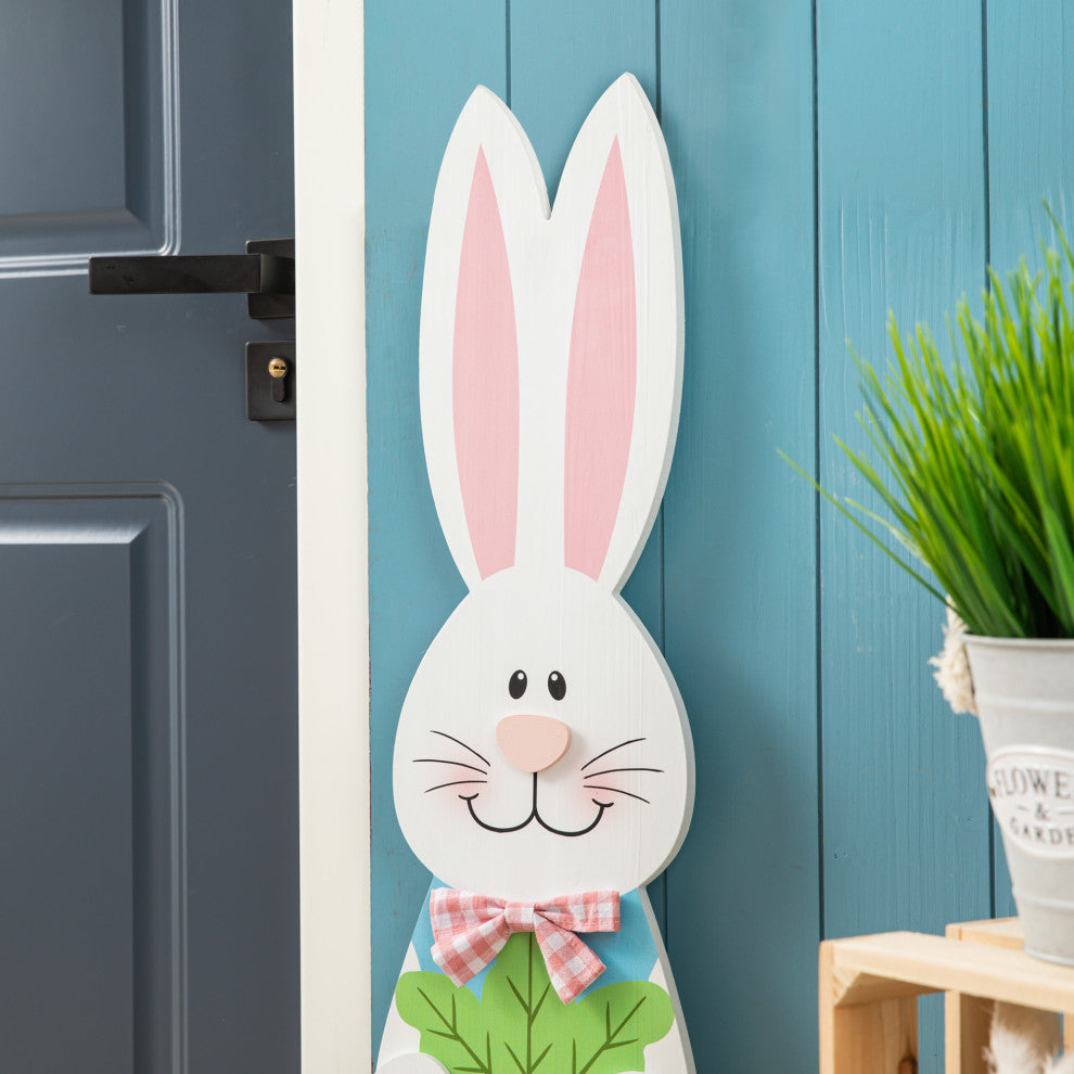 42"œH Easter Wooden Bunny Welcome Porch Sign