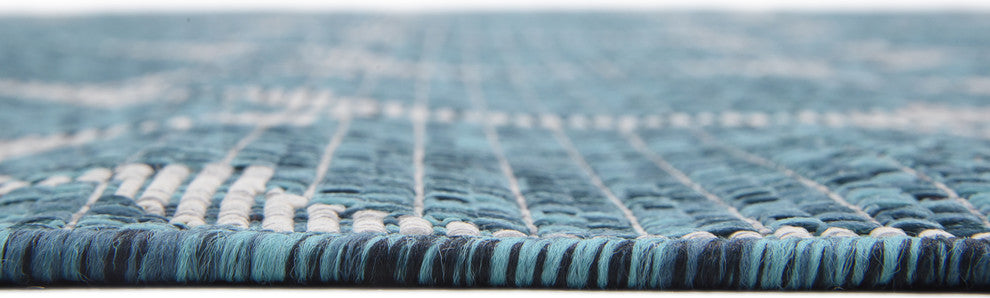 Unique Loom Teal Trellis Outdoor 5' 0 x 8' 0 Area Rug