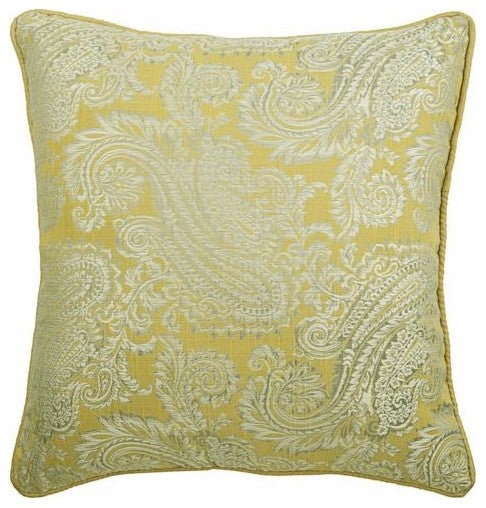 Yellow Outdoor Pillow Covers 20"x20" Throw Pillow Cover, Jacquard Silk