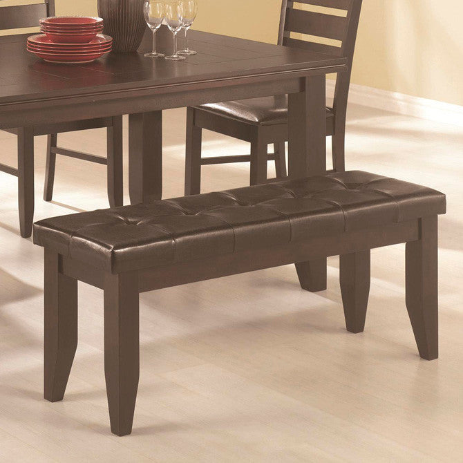 Cappuccino Bench With Black Vinyl Cushion Seat