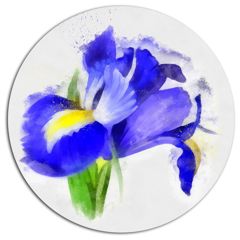 Bloomy Blue Watercolor Rose, Modern Floral Round Wall Art, 11"