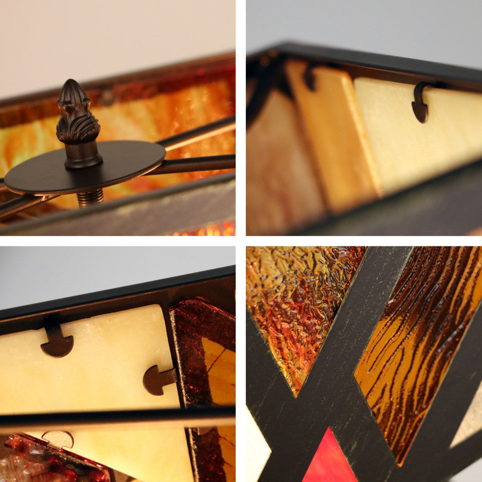 Retro Stained Glass 2-Light Table Lamp 16" Shade