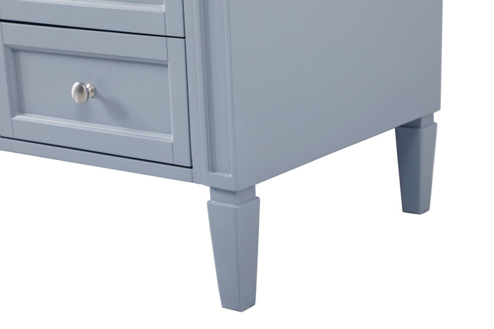 Home Living Vanity with Carrara White Marble Countertop, Gray, 60", Single Sink