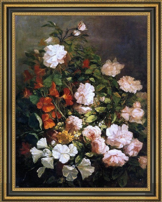 EugeneLouis Boudin Spray of Flowers Framed Premium Canvas Print, 21"x28"