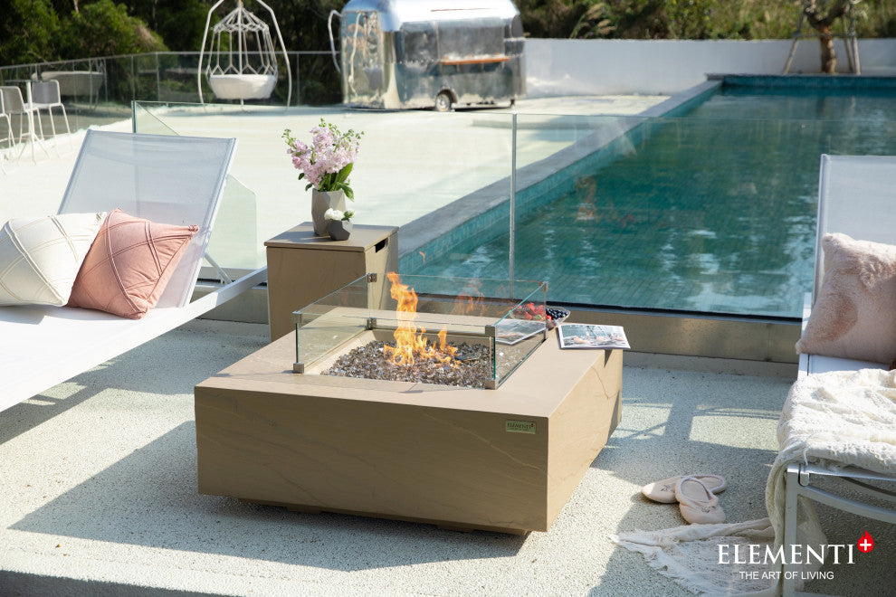 Uluru Square Sunlight Yellow Concrete 40" Propane Fire Table