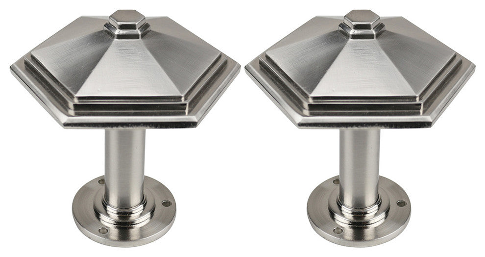 Urbanest Set of 2 Esagono Metal Drapery Medallion Holdback, Brushed Steel