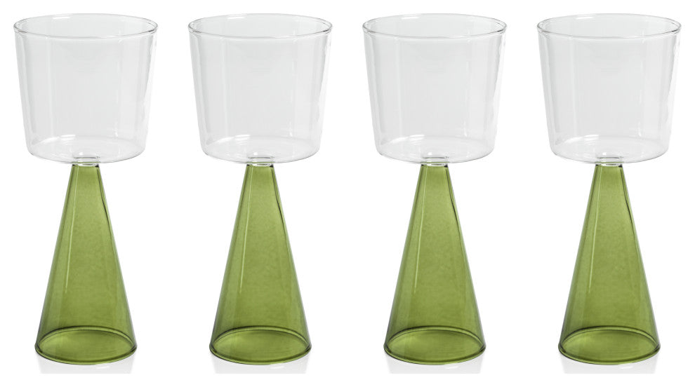 Viterbo Wine White Wine Glasses, Set of 4, Green