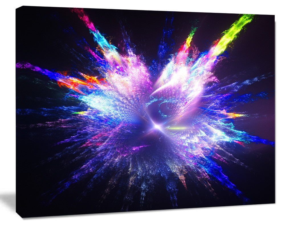 Blue Explosion of Paint Drops, Floral Canvas Art Print, 40"x30"