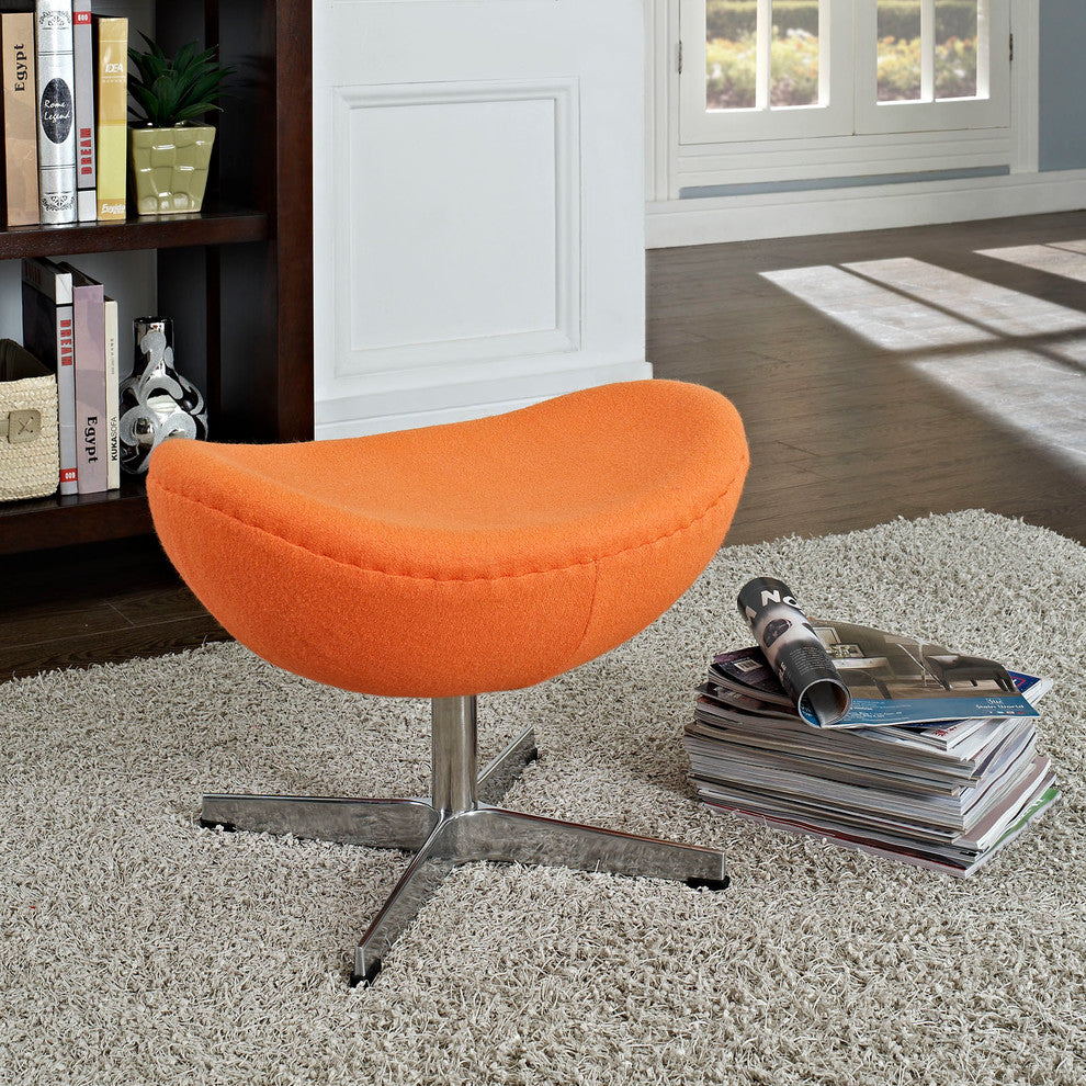 Modern Contemporary Living Room Wool Ottoman Orange